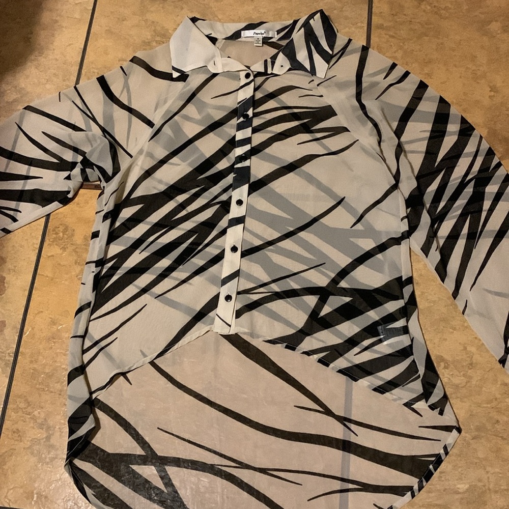 Papaya transparent and animal print button up blouse. Excellent condition